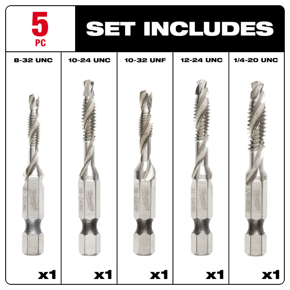 5 Pc SHOCKWAVE™ Impact Duty Drill and Tap Bit Set