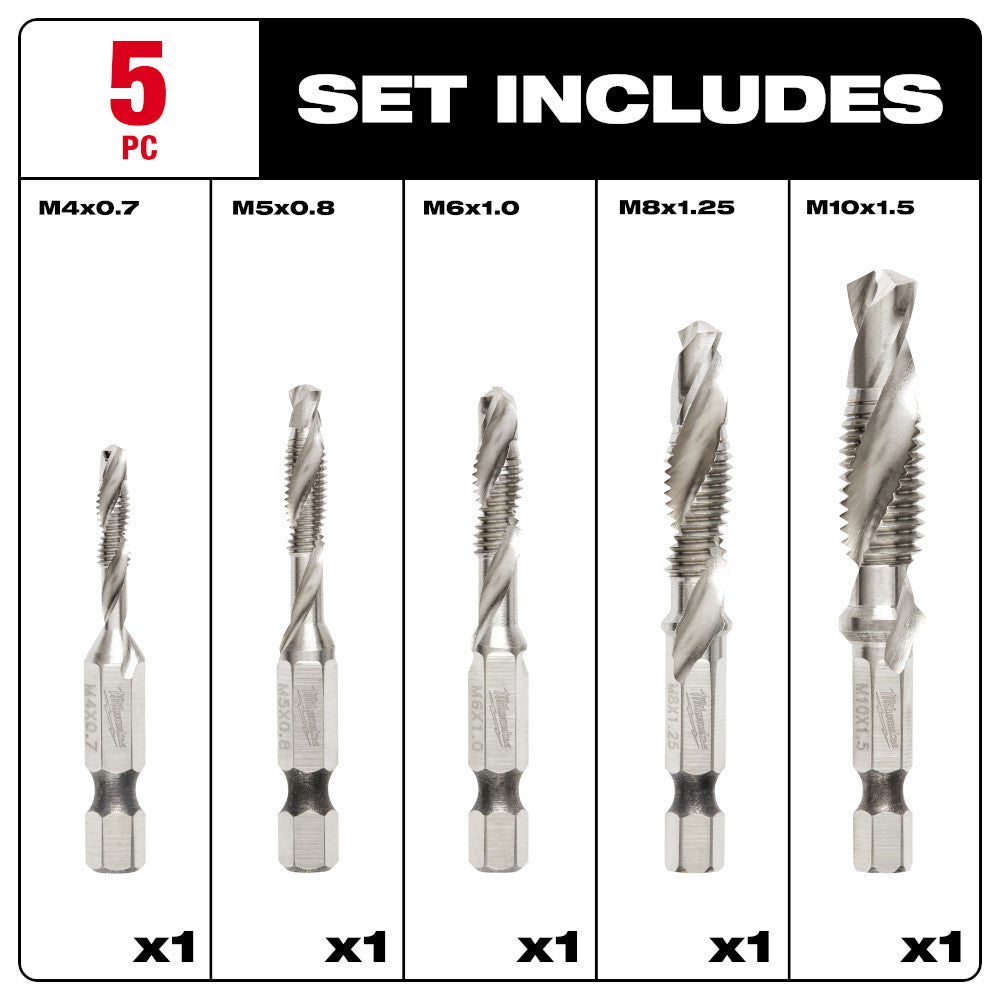 5 Pc SHOCKWAVE™ Impact Duty Metric Drill and Tap Bit Set