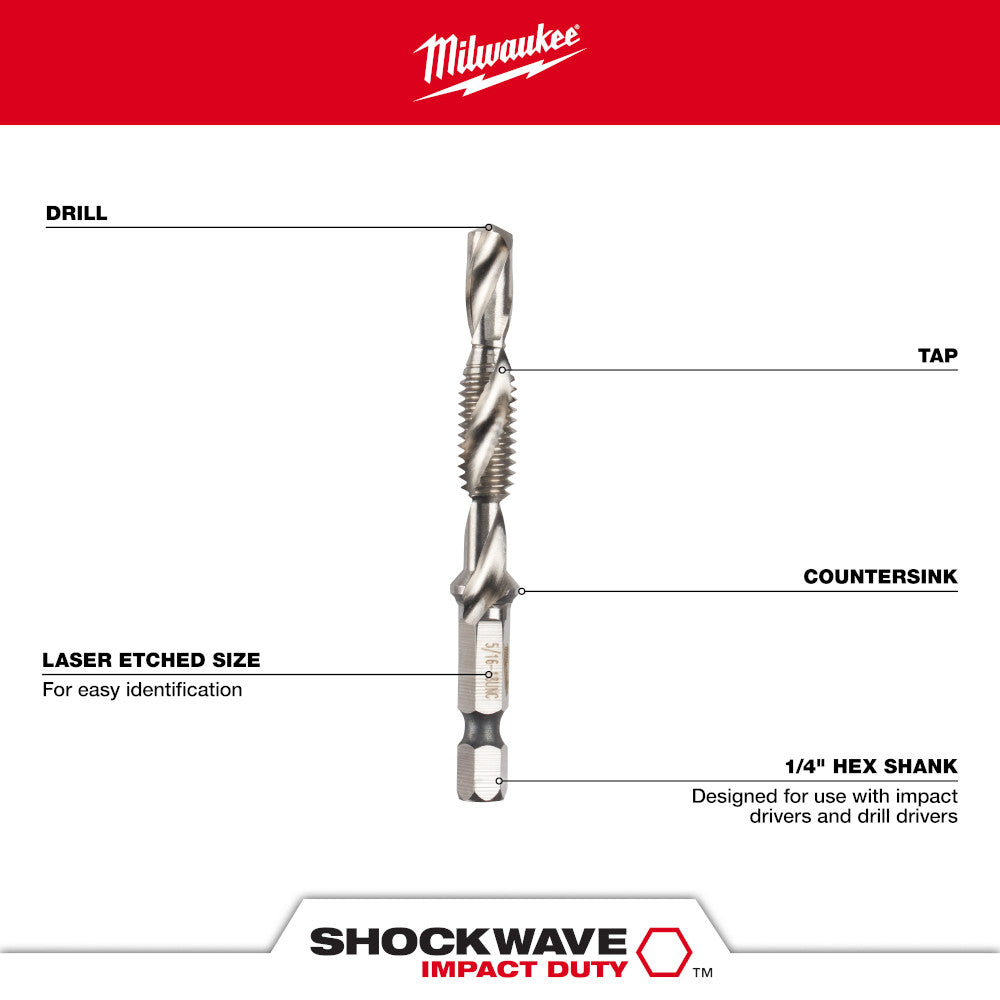 5 Pc SHOCKWAVE™ Impact Duty Metric Drill and Tap Bit Set