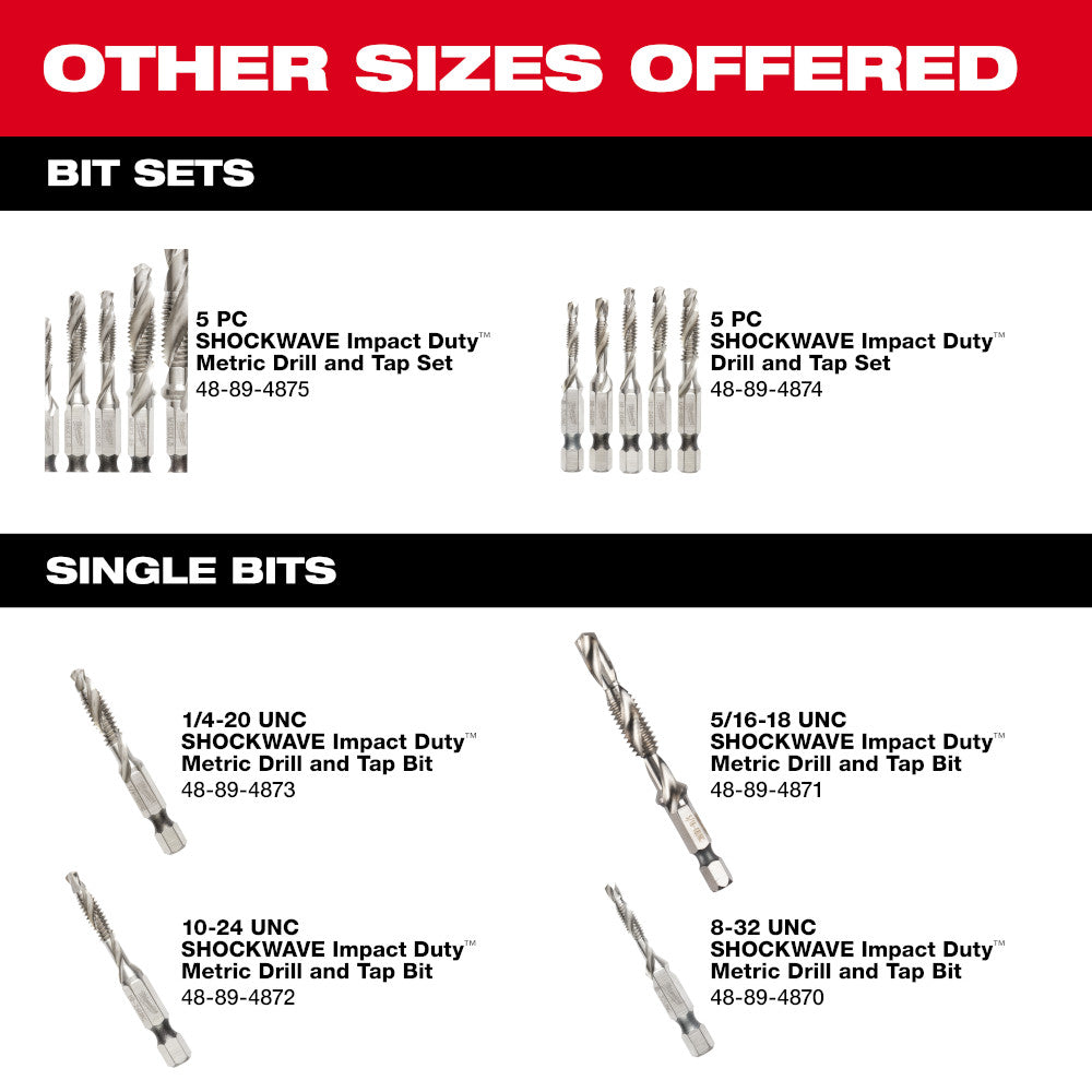 5 Pc SHOCKWAVE™ Impact Duty Metric Drill and Tap Bit Set