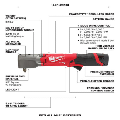 M12 FUEL™ 3/8" Right Angle Impact Wrench Kit