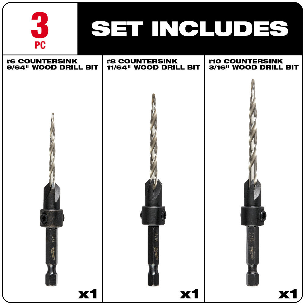 4 Pc Countersink Drill Bit Set