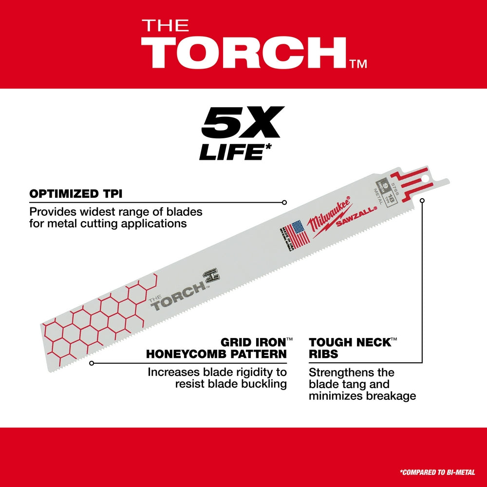 9" 10 TPI TORCH™ SAWZALL® Blade for Thick Metal (25 PK)
