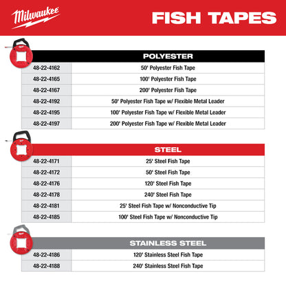 50 Ft. 1/8 in. Steel Fish Tape