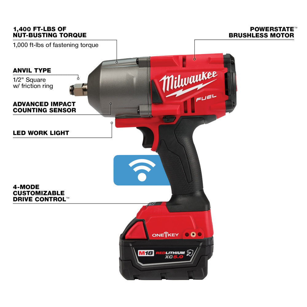 M18 FUEL™ w/ONE-KEY™ High Torque Impact Wrench 1/2" Friction Ring Kit