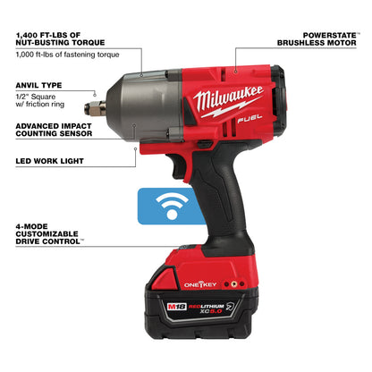 M18 FUEL™ w/ONE-KEY™ High Torque Impact Wrench 1/2" Friction Ring Kit