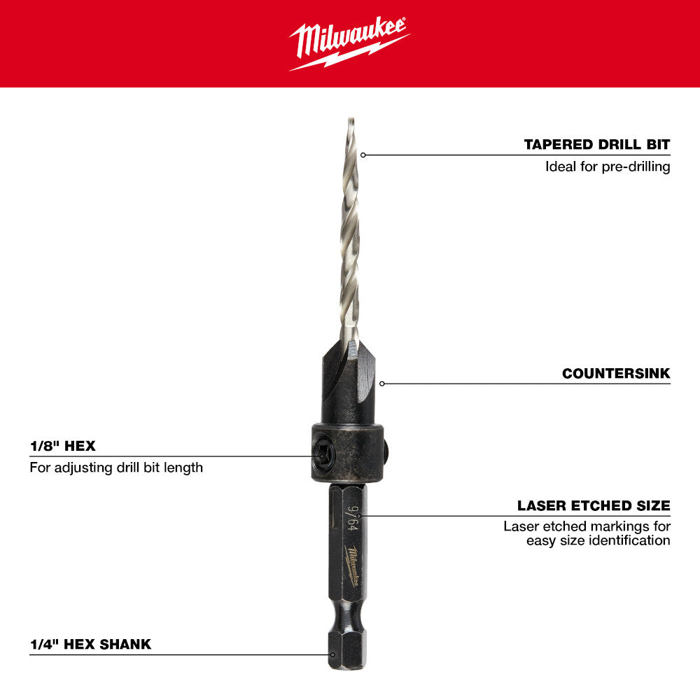 4 Pc Countersink Drill Bit Set