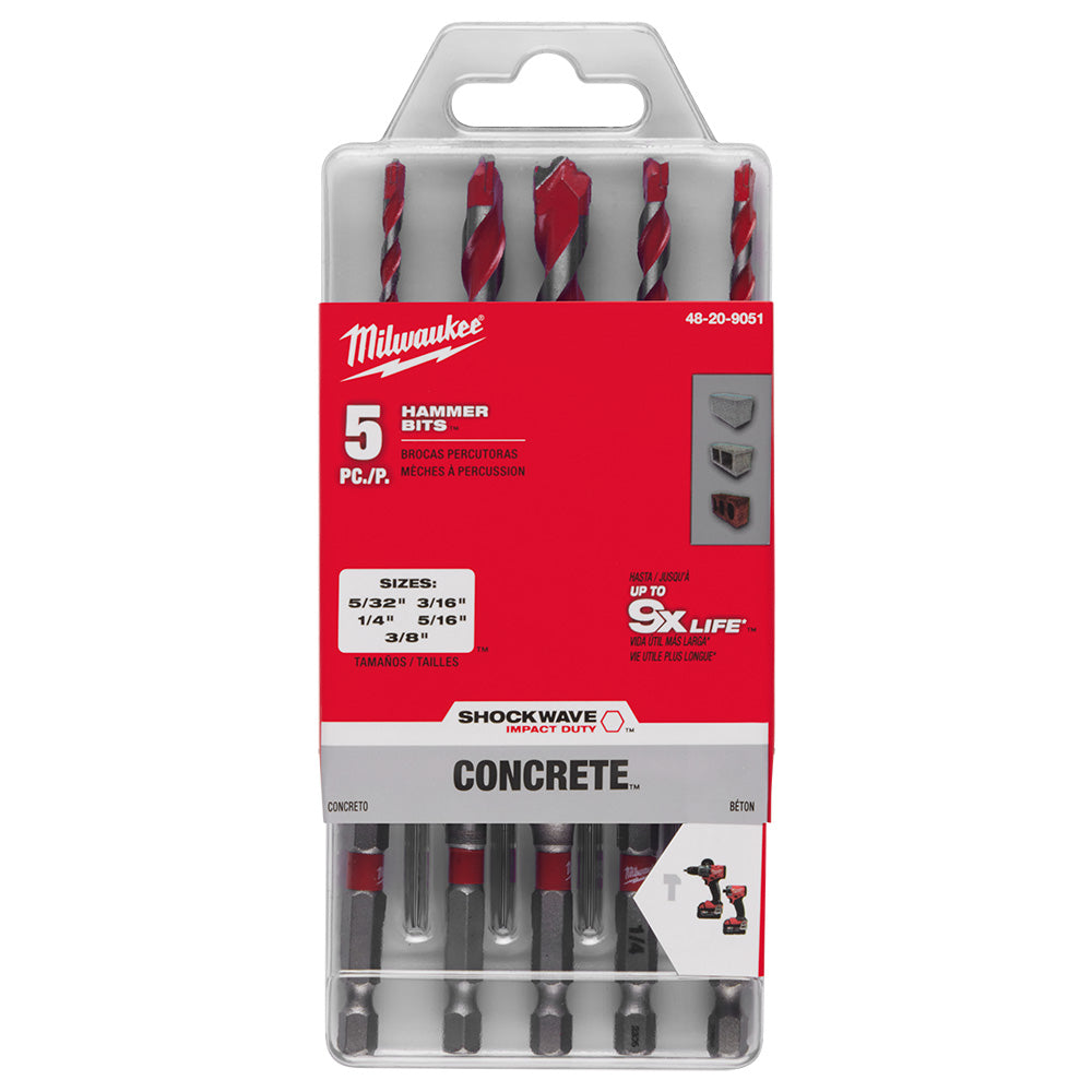 5PC. SHOCKWAVE™ Impact Duty Carbide Hammer Drill Bit Set