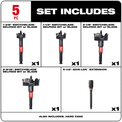 5PC SWITCHBLADE™ Selfeed Bit Plumber's Kit