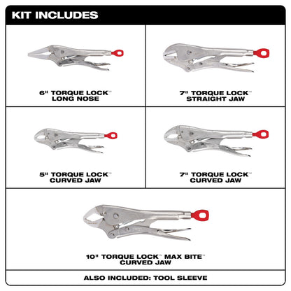 5Pc TORQUE LOCK™ Locking Pliers Kit