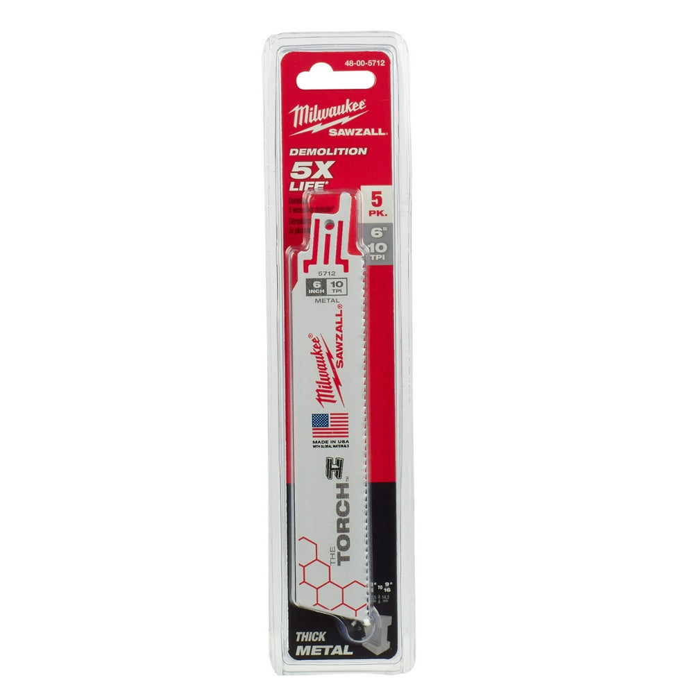 6" 10 TPI TORCH™ SAWZALL® Blade for Thick Metal (5 PK)