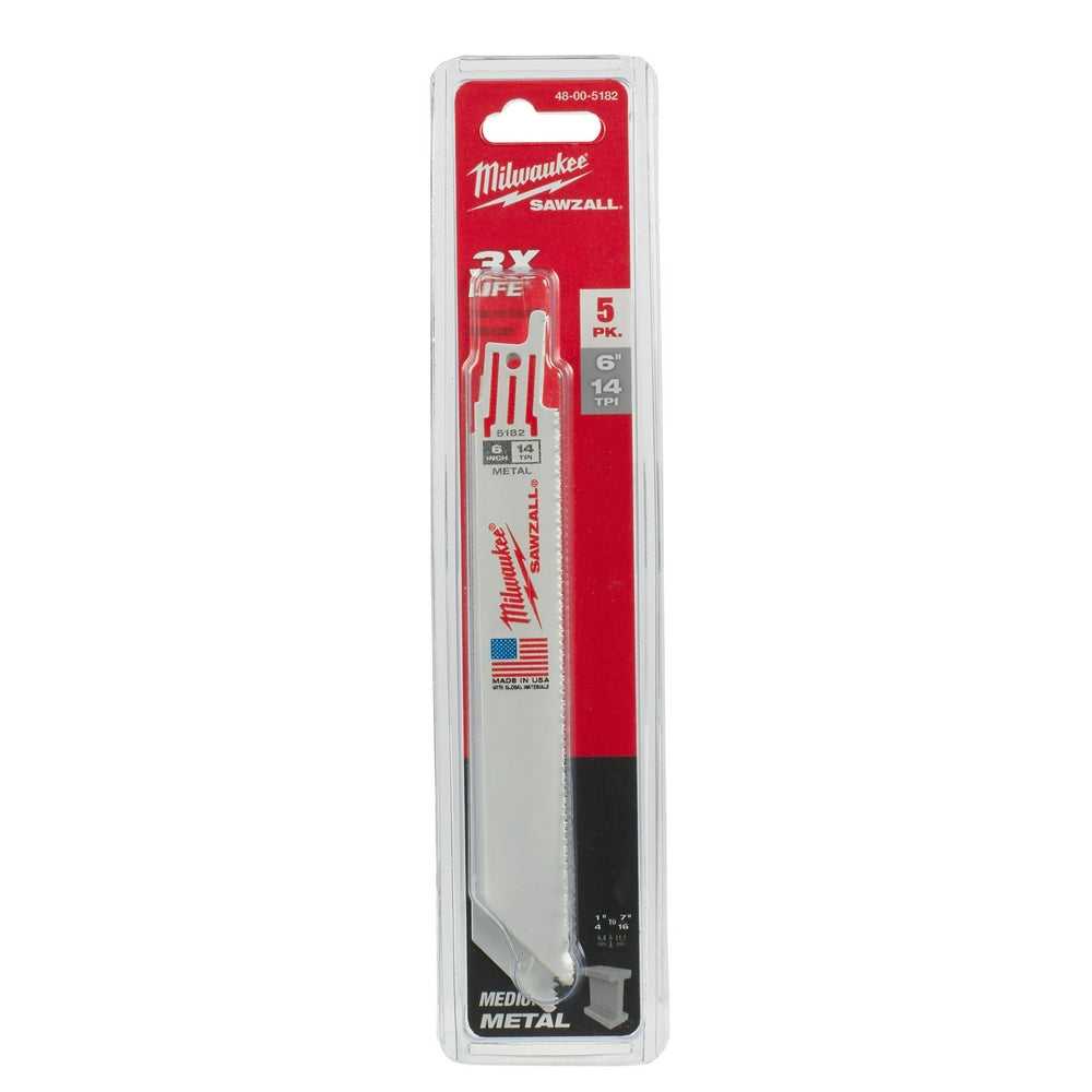 6" 14 TPI SAWZALL® Blade for Medium Metal (5 PK)