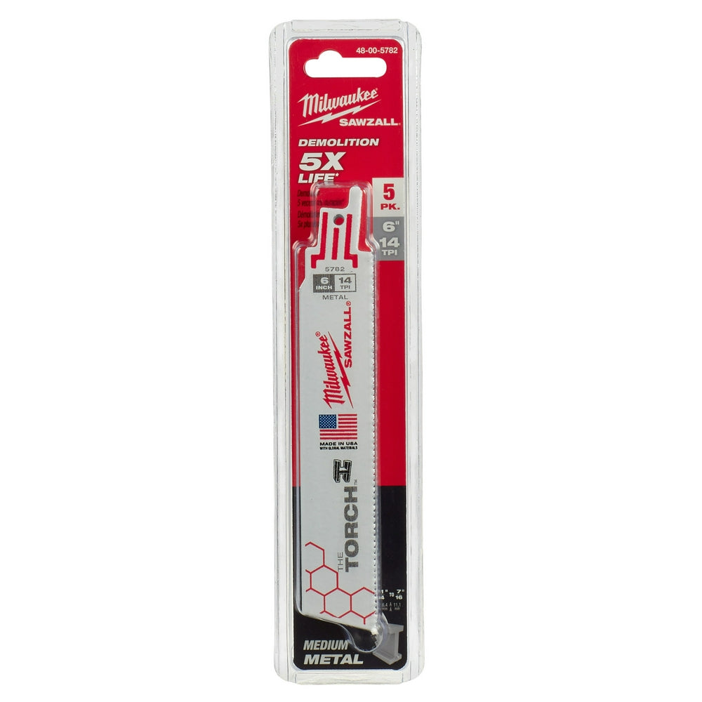 6" 14 TPI TORCH™ SAWZALL® Blade for Medium Metal (5 PK)