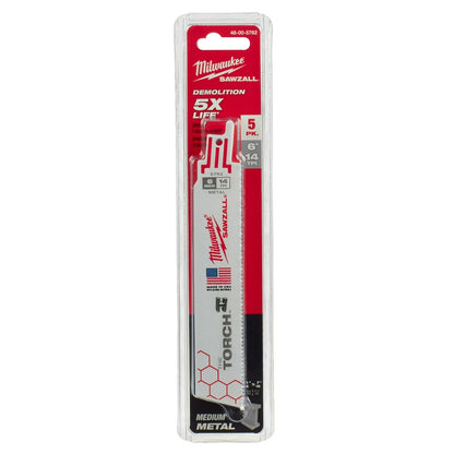 6" 14 TPI TORCH™ SAWZALL® Blade for Medium Metal (5 PK)