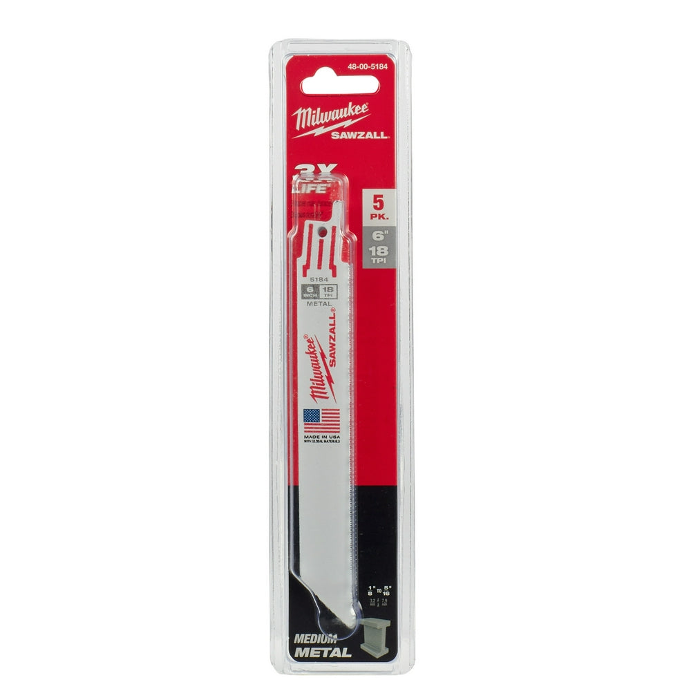 6" 18 TPI SAWZALL® Blade for Medium Metal (5 PK)