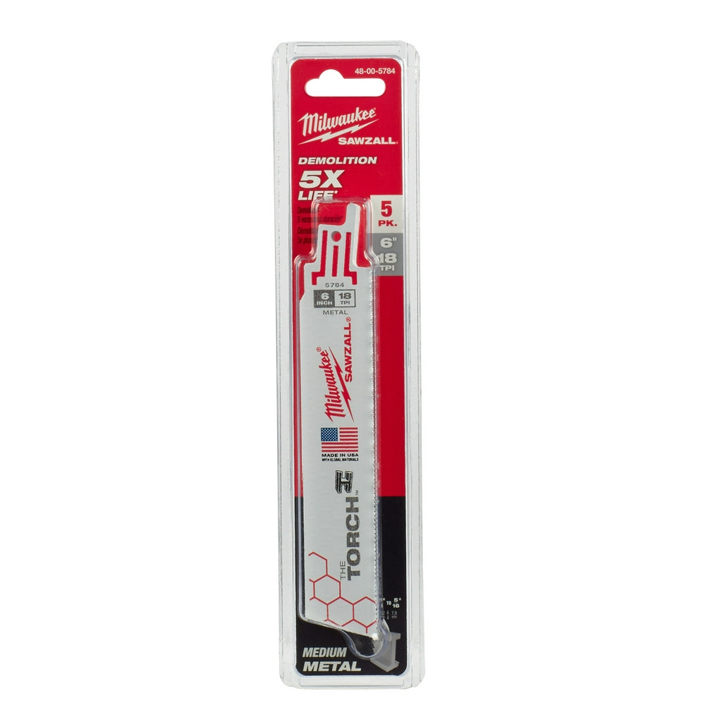 6" 18 TPI TORCH™ SAWZALL® Blade for Medium Metal (5 PK)