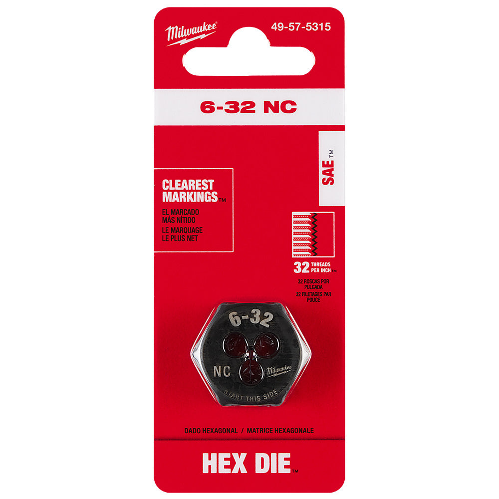 6-32 NC 1-Inch Hex Threading Die