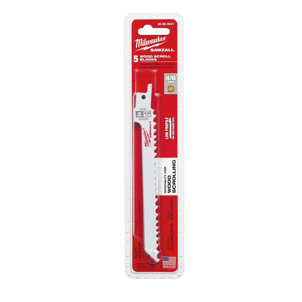 6" 4/6 TPI SAWZALL® Blade for Wood Scroll (5 PK)
