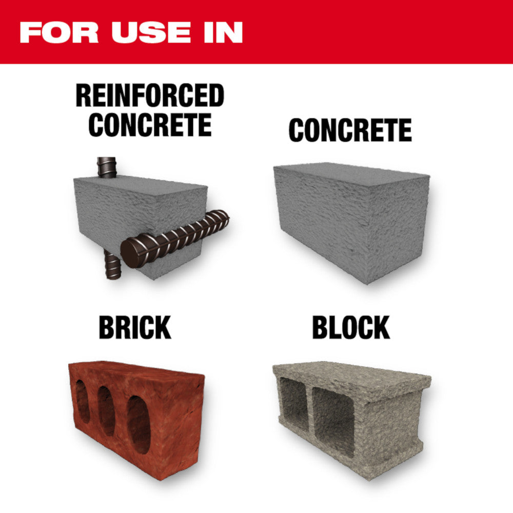 For use in Reinforce Concrete, Concrete, Brick, Block