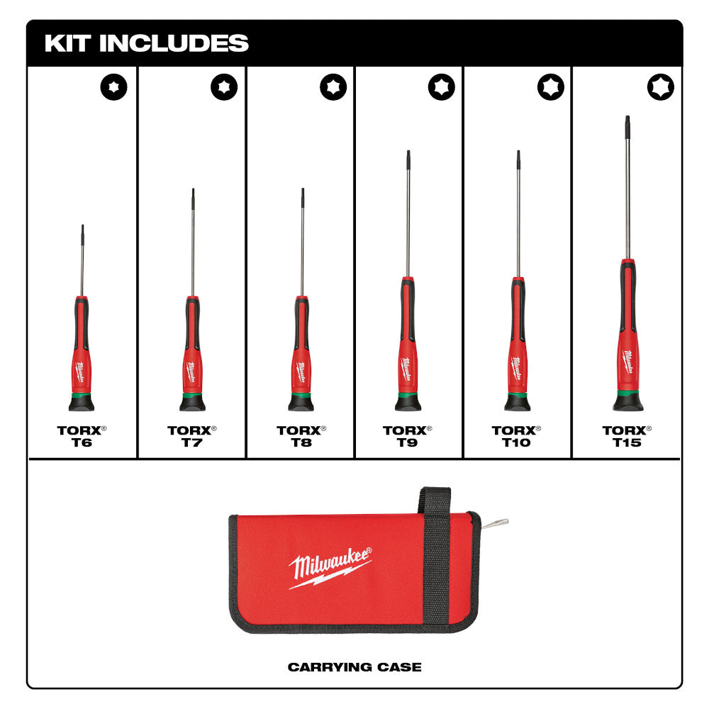 6 pc. Torx Precision Screwdriver Set w/Case