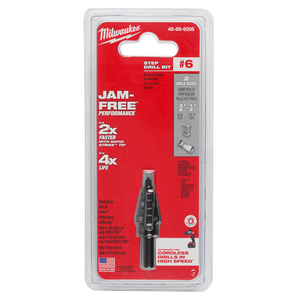 #6 Step Drill Bit, 3/8" & 1/2" by 1/16"