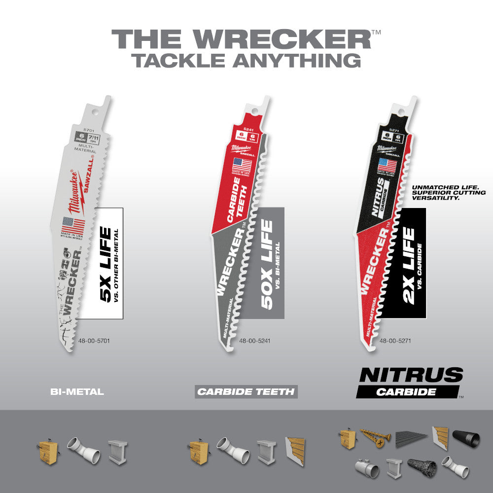6” WRECKER™ with NITRUS™ Carbide SAWZALL® Blade for Multi-Material (1 PK)
