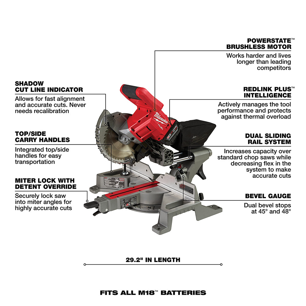M18 FUEL™ 7-1/4 in. Dual Bevel Sliding Compound Miter Saw Kit