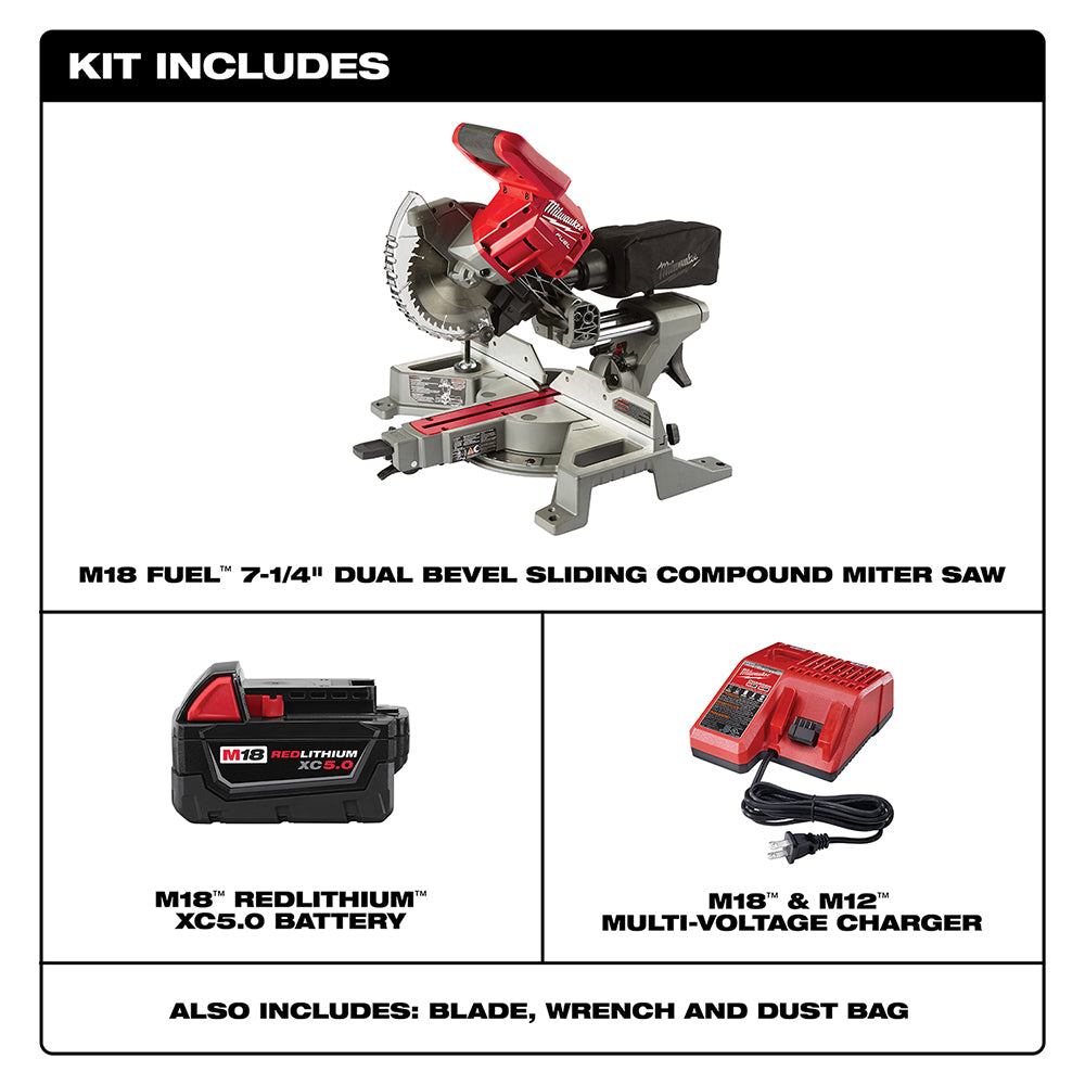 M18 FUEL™ 7-1/4 in. Dual Bevel Sliding Compound Miter Saw Kit