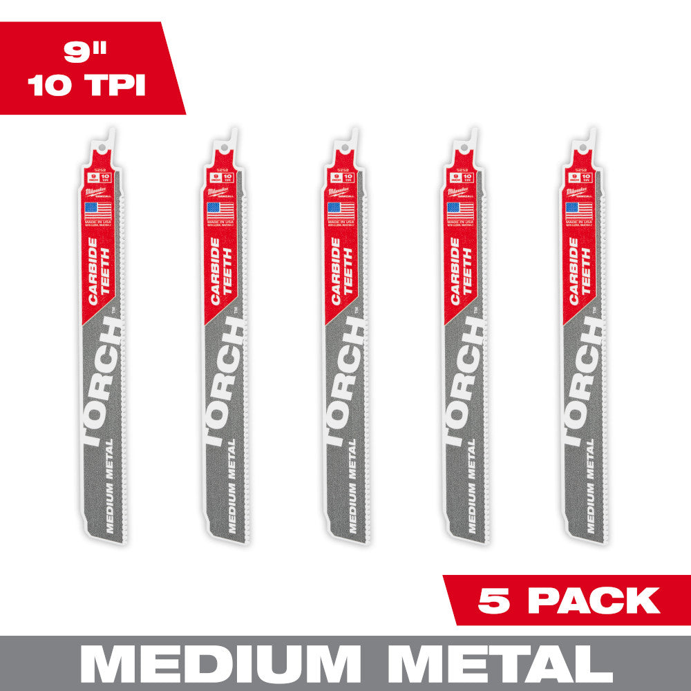 9" 10 TPI TORCH™ with Carbide Teeth for Conduit and Strut SAWZALL® Blade (5 PK)