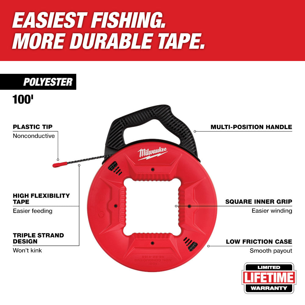 100 Ft. Polyester Fish Tape with Non-Conductive Tip