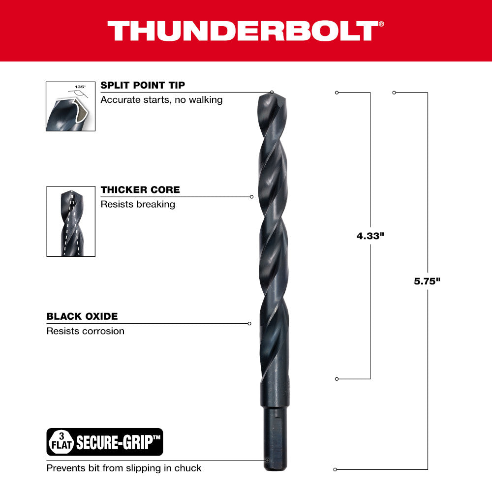 15/32" THUNDERBOLT®  Black Oxide Drill Bit