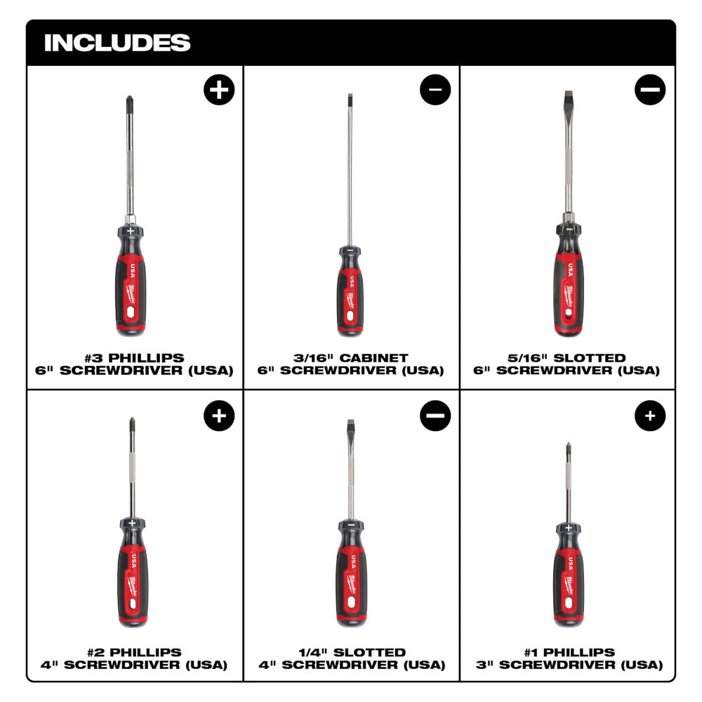 6PC Cushion Grip Screwdriver Kit (USA)