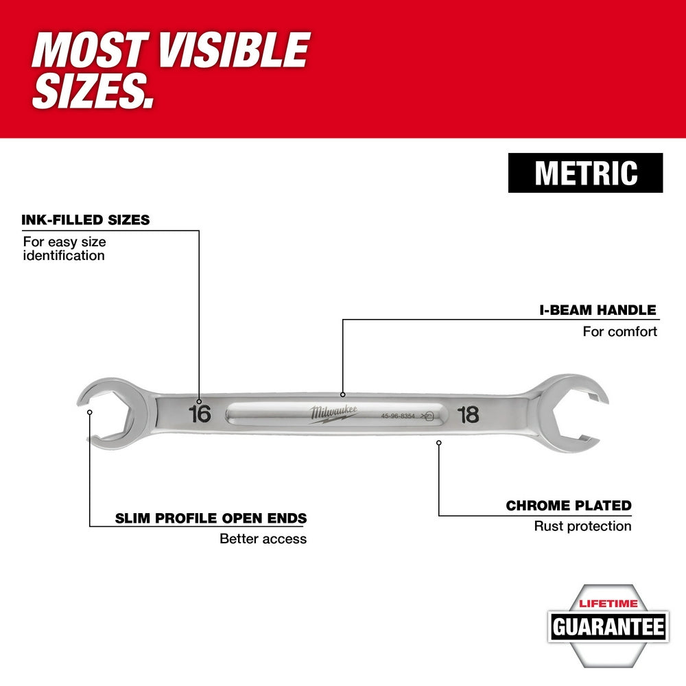 6pc Double End Flare Nut Wrench Set - Metric