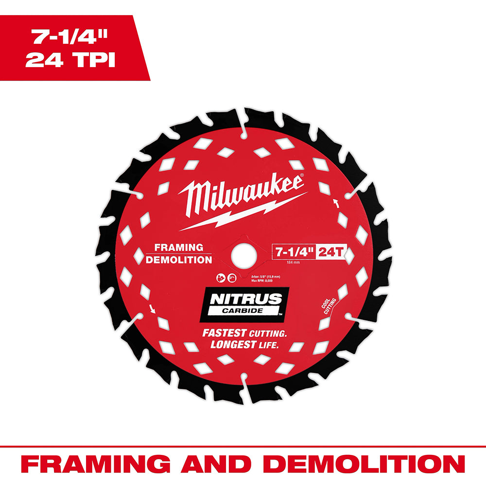 Milwaukee saw blade with red and black design on a white background