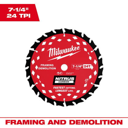 Milwaukee saw blade with red and black design on a white background