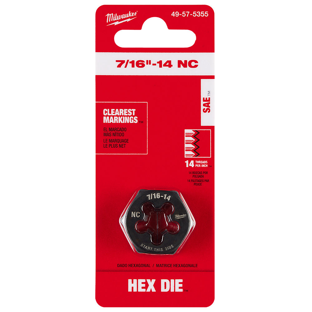 7/16"-14 NC 1-Inch Hex Threading Die