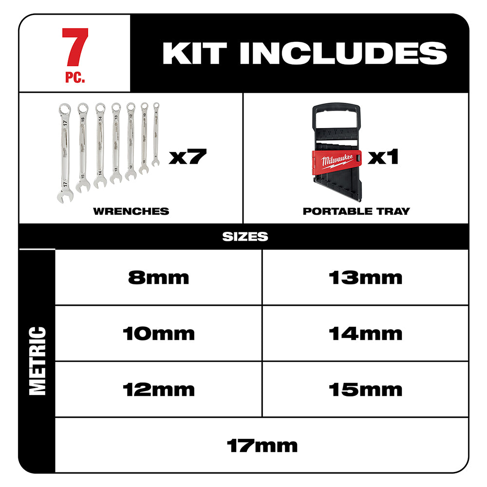 7-Piece Combination Wrench Set - Metric