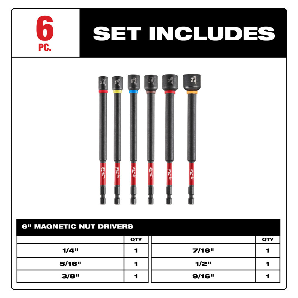 SHOCKWAVE™ Impact Duty 6" Magnetic Nut Driver Set 6PC