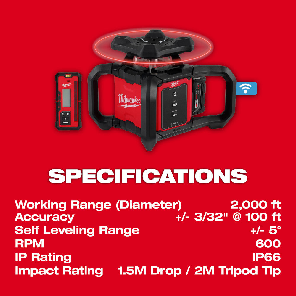 M18™ Red Exterior Rotary Laser Level Kit w/ Receiver, Tripod, & Grade Rod