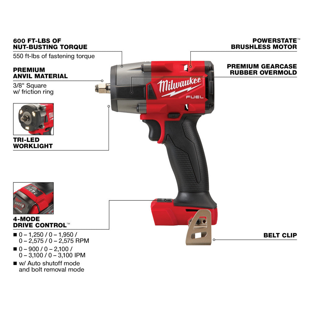 M18 FUEL™ 3/8 Mid-Torque Impact Wrench w/ Friction Ring