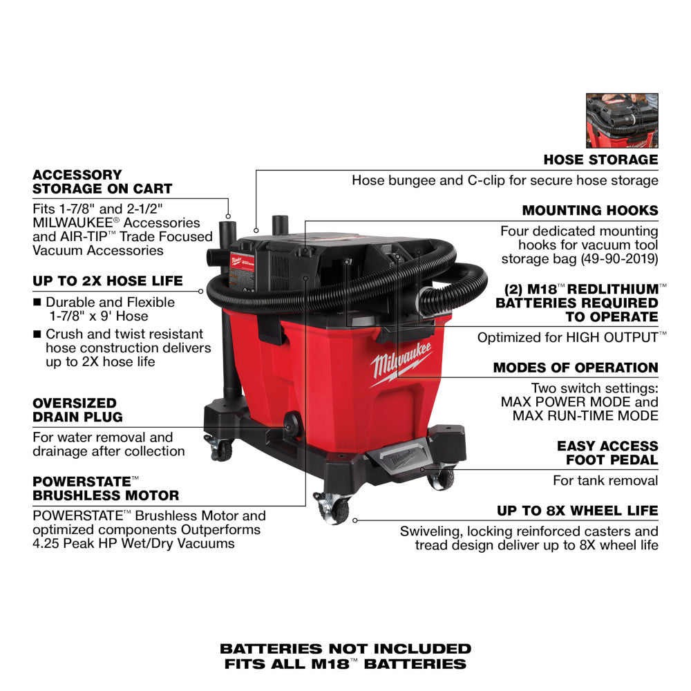 M18 FUEL™ 9 Gallon Dual-Battery Wet/Dry Vacuum