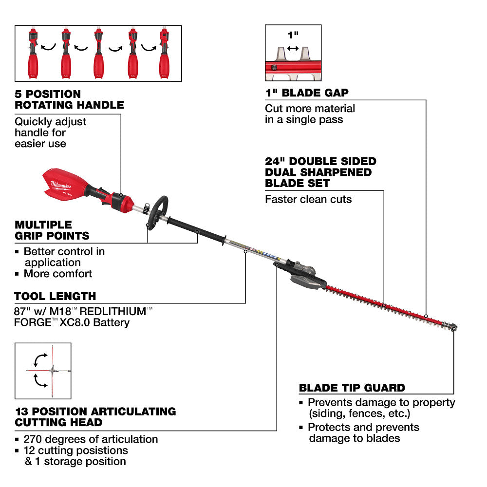 M18 FUEL™ Pole Articulating Hedge Trimmer