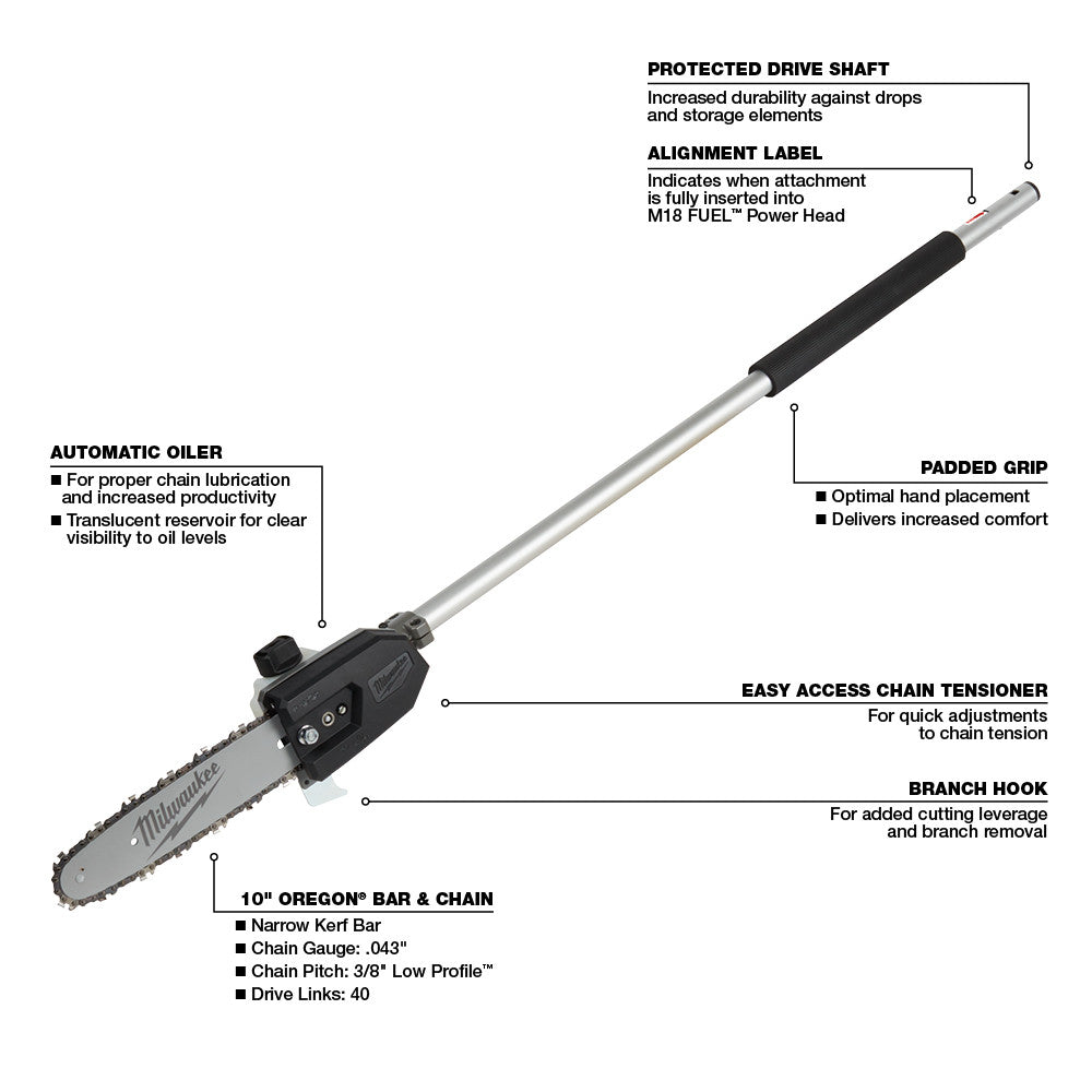 M18 FUEL™ QUIK-LOK™ 10 in. Pole Saw Attachment