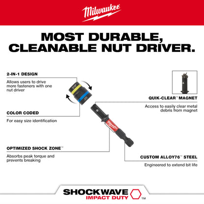 SHOCKWAVE™ Impact Duty 5/16" and 3/8" x 2-1/2" QUIK-CLEAR™ 2-in-1 Magnetic Nut Driver Bulk 25