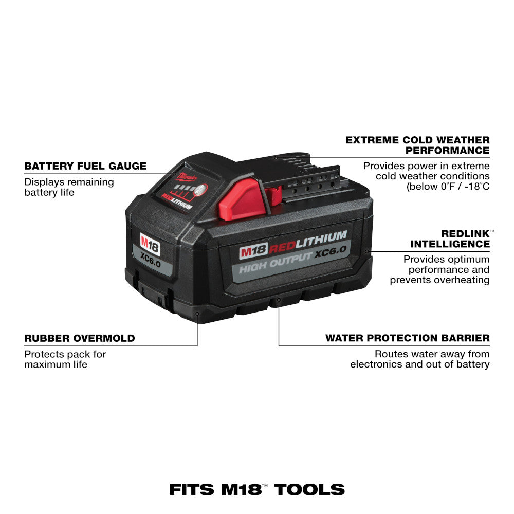 M18™ REDLITHIUM™ HIGH OUTPUT™ XC 6.0Ah Battery Pack (2 Piece)