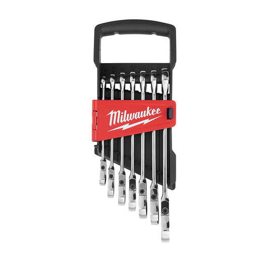 7pc Metric Flex Head Ratcheting Combination Wrench Set