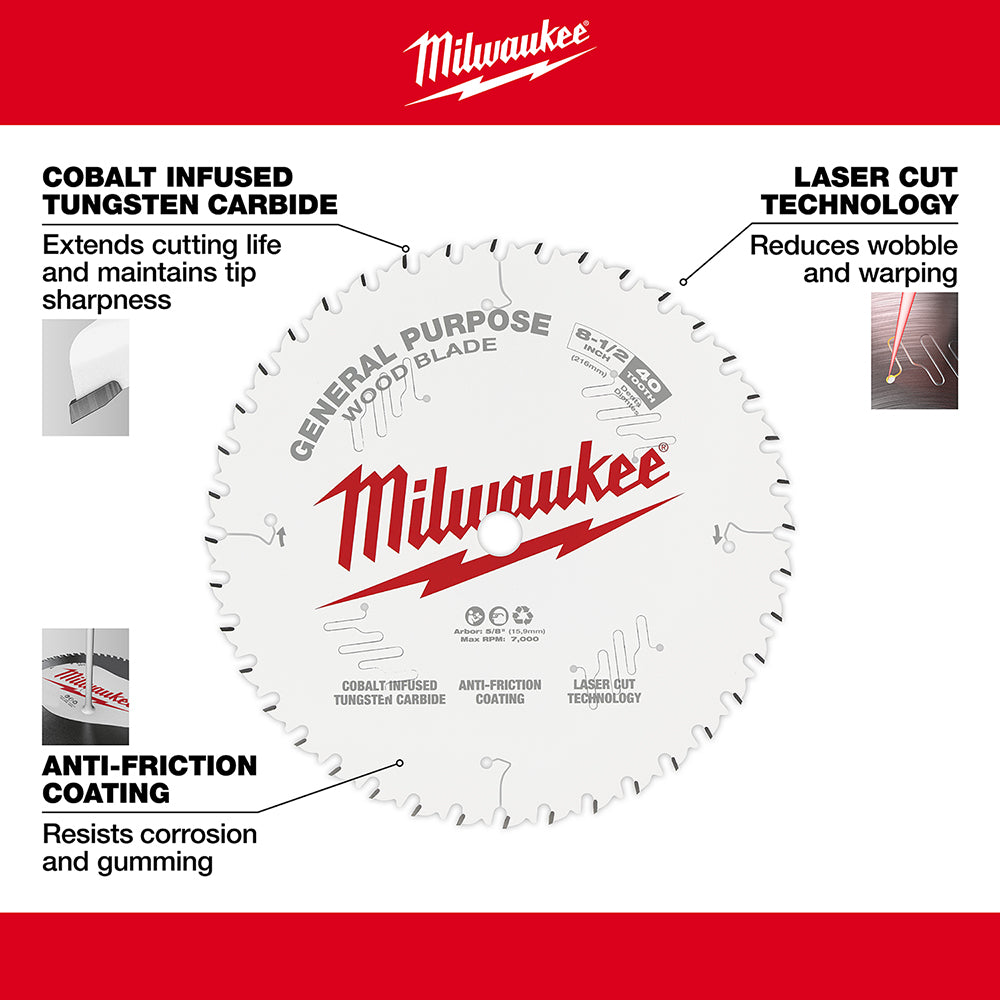 8-1/2" 40T General Purpose Circular Saw Blade