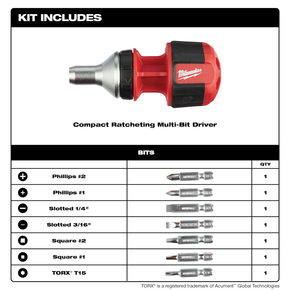 8-in-1 Compact Ratcheting Multi-Bit Driver