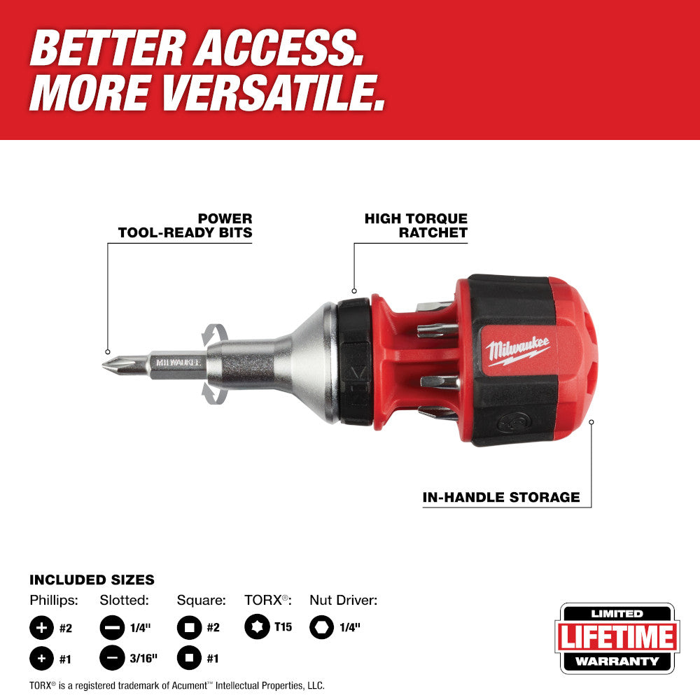 8-in-1 Compact Ratcheting Multi-Bit Driver