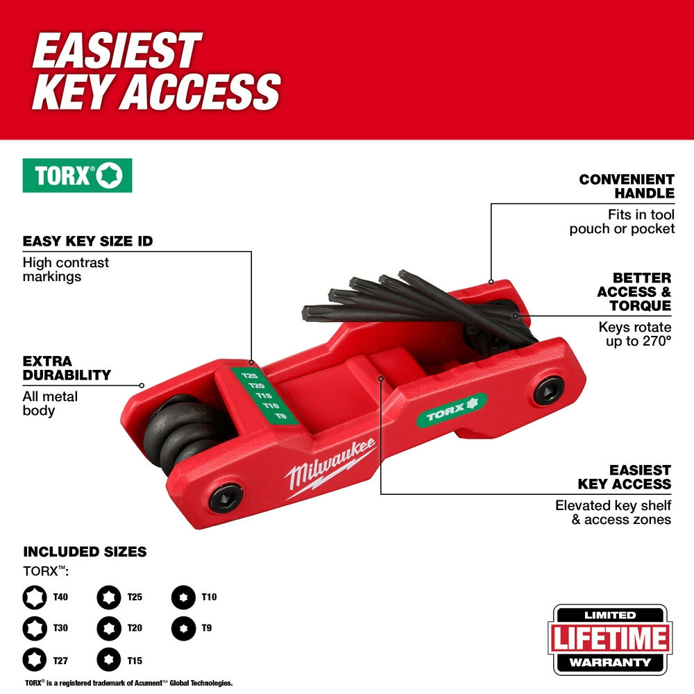 8-Key Folding Hex Key Set - Torx